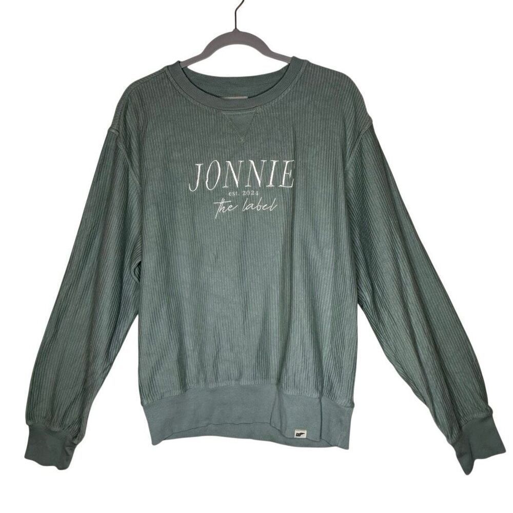 Jonnie the Label X Blue 84 Casual Green Corded Cotton Crew Neck Sweatshirt SizeM